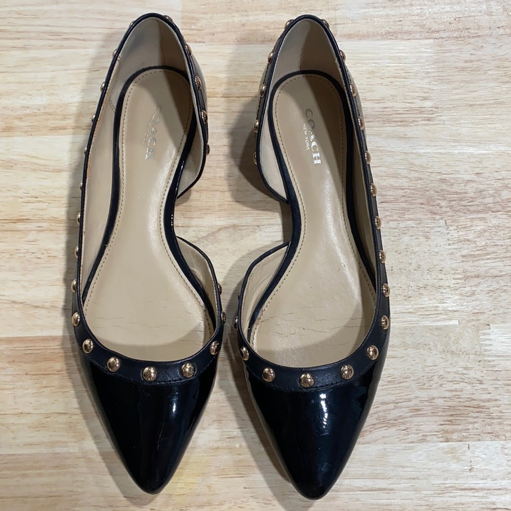 Coach flat patent/semi mat calf flat shoes